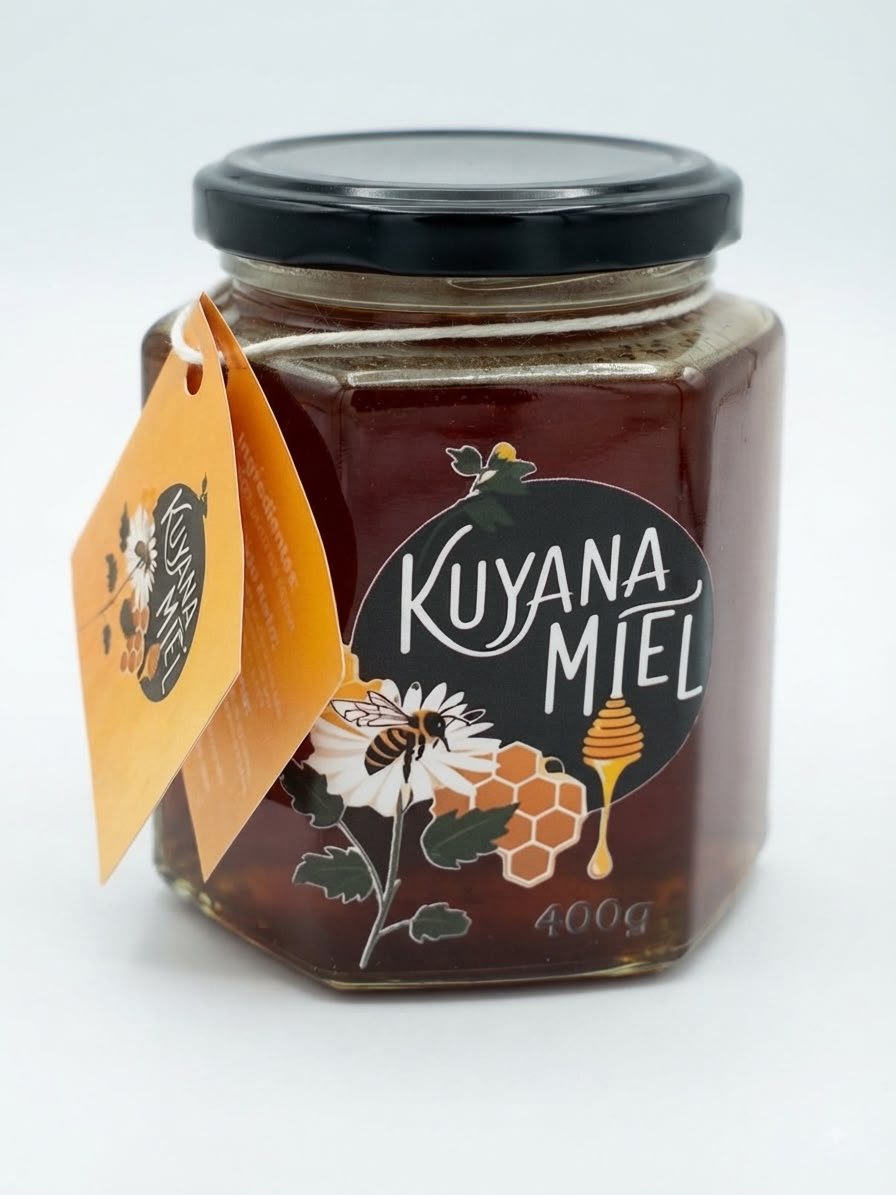Foto: Frasco de miel pura de abeja Kuyana